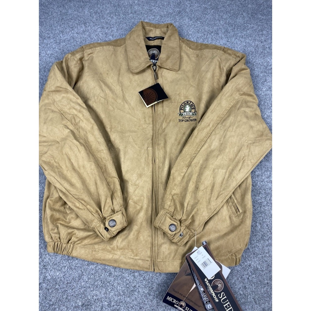 Weatherproof Microsuede Jacket Men's Medium Khaki Pilgrim's Pride Top Grower NWT